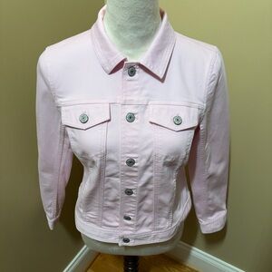 Talbots Classic Light Pink Jean Jacket, Size PS